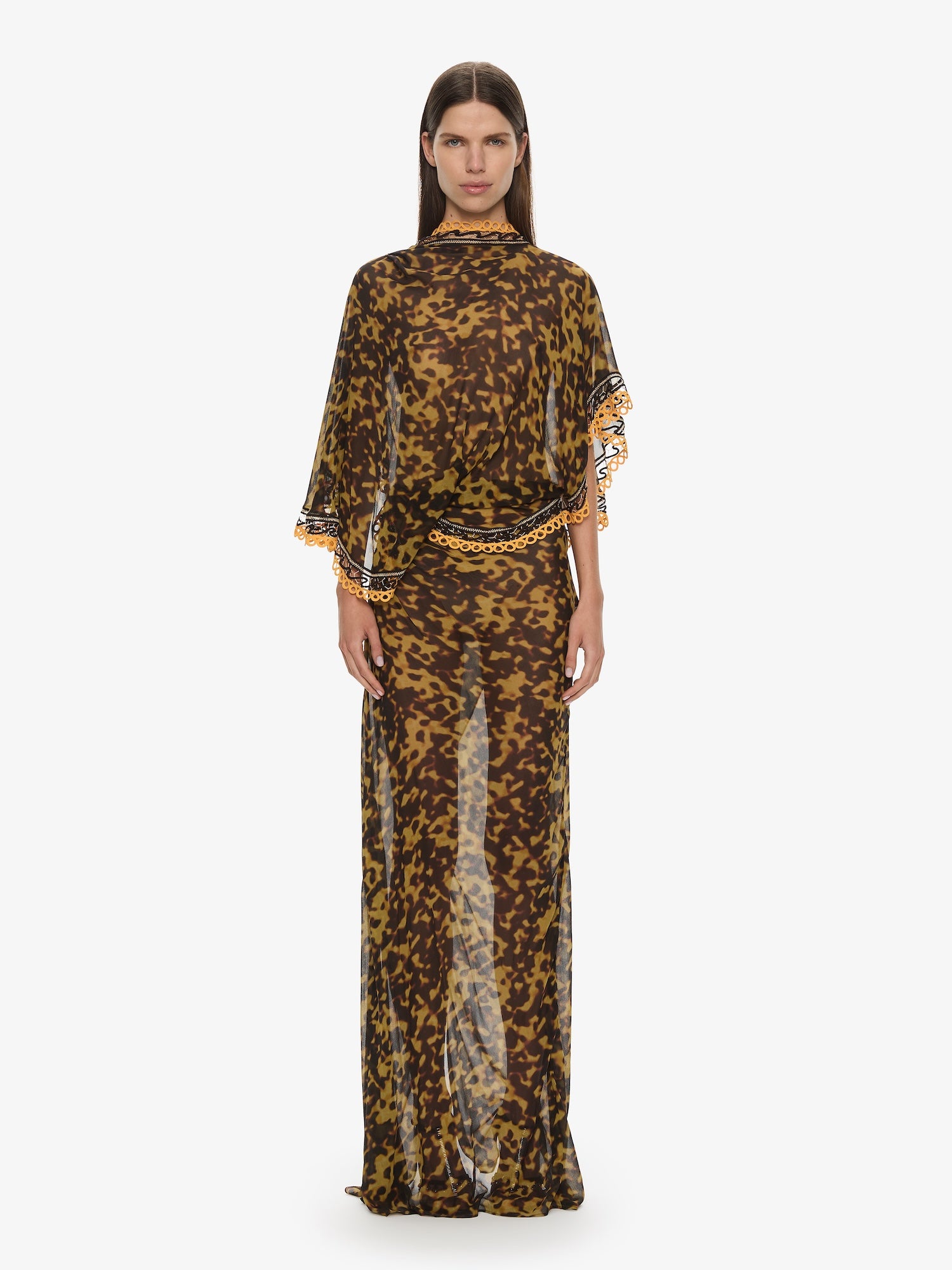 Roule Trimmed Backless Drape Dress