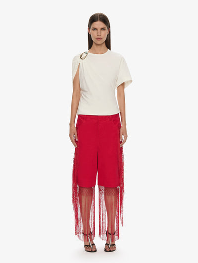 Macrame Fringed Corduroy Cropped Jean