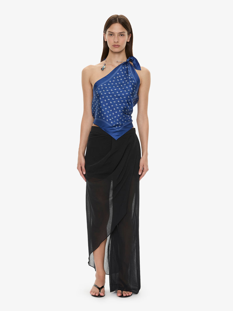 Draped Skirt Cotton Trouser - Image 4