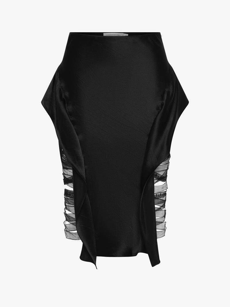 Lattice Lace Silk Skirt - Image 5