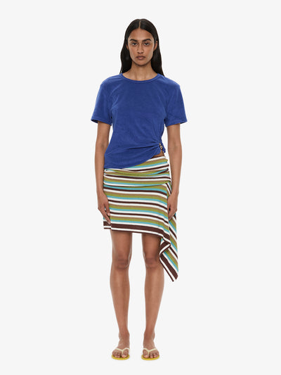 Stripe Knit Extension Drape Mini Skirt
