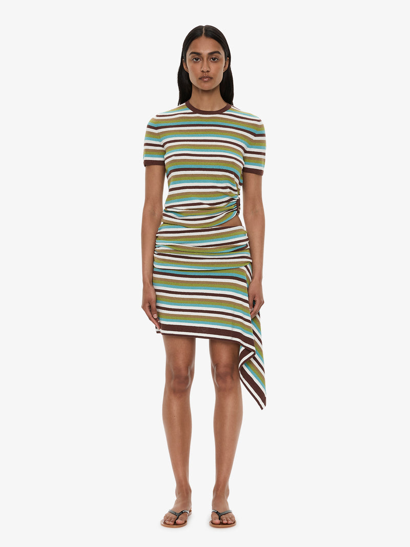 Stripe Knit Extension Drape Mini Skirt - Image 5