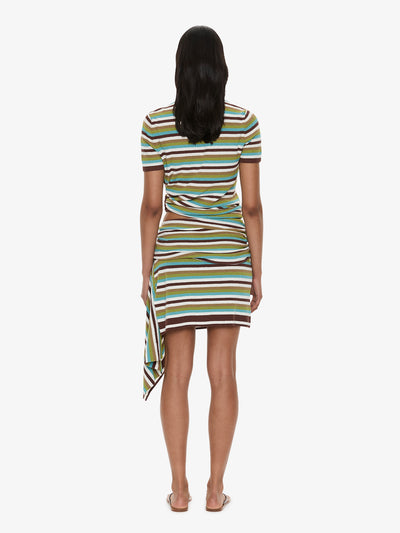 Stripe Knit Extension Drape Mini Skirt
