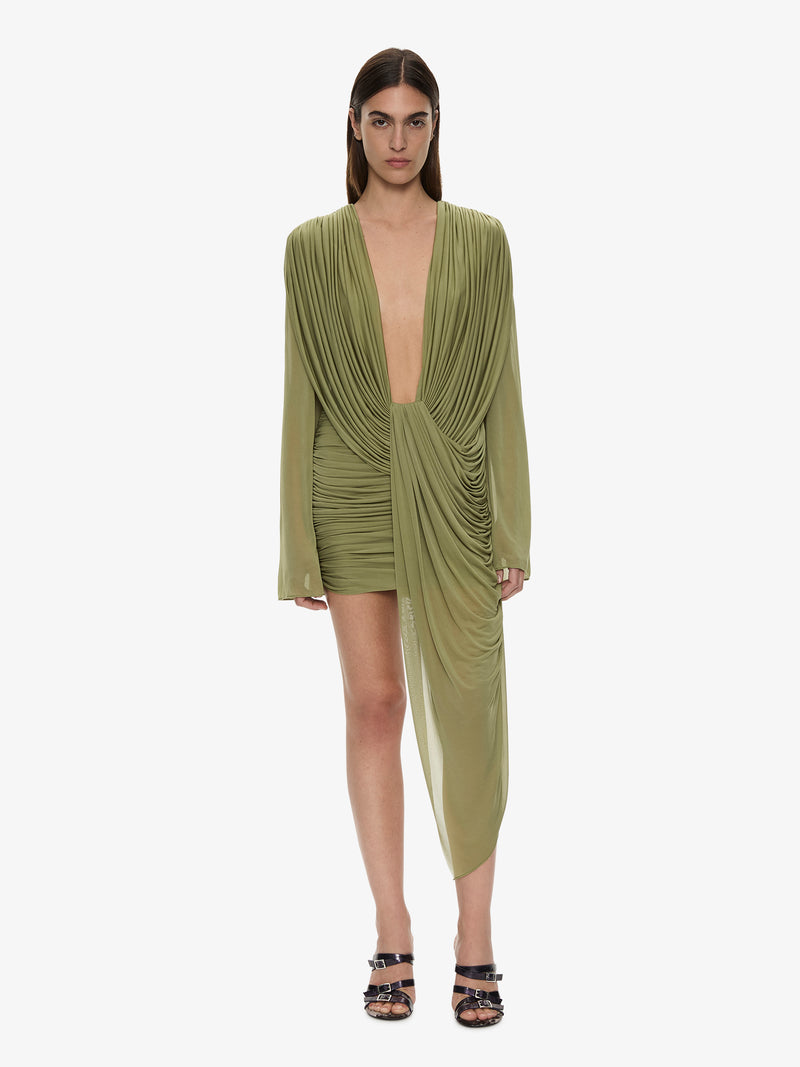 Ripple Drape Long Sleeve Mini Dress - Image 4