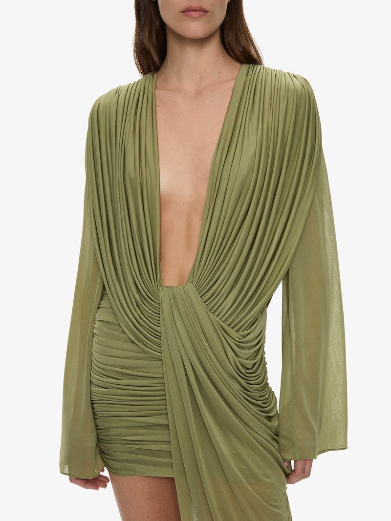 Ripple Drape Long Sleeve Mini Dress - Image 2