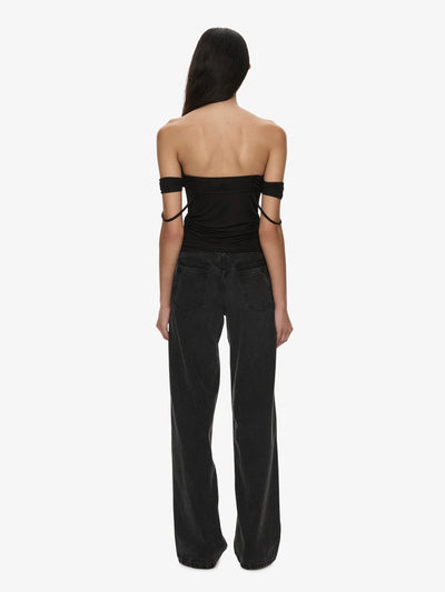 Hibiscus Embroidered Rib Foldover Cami