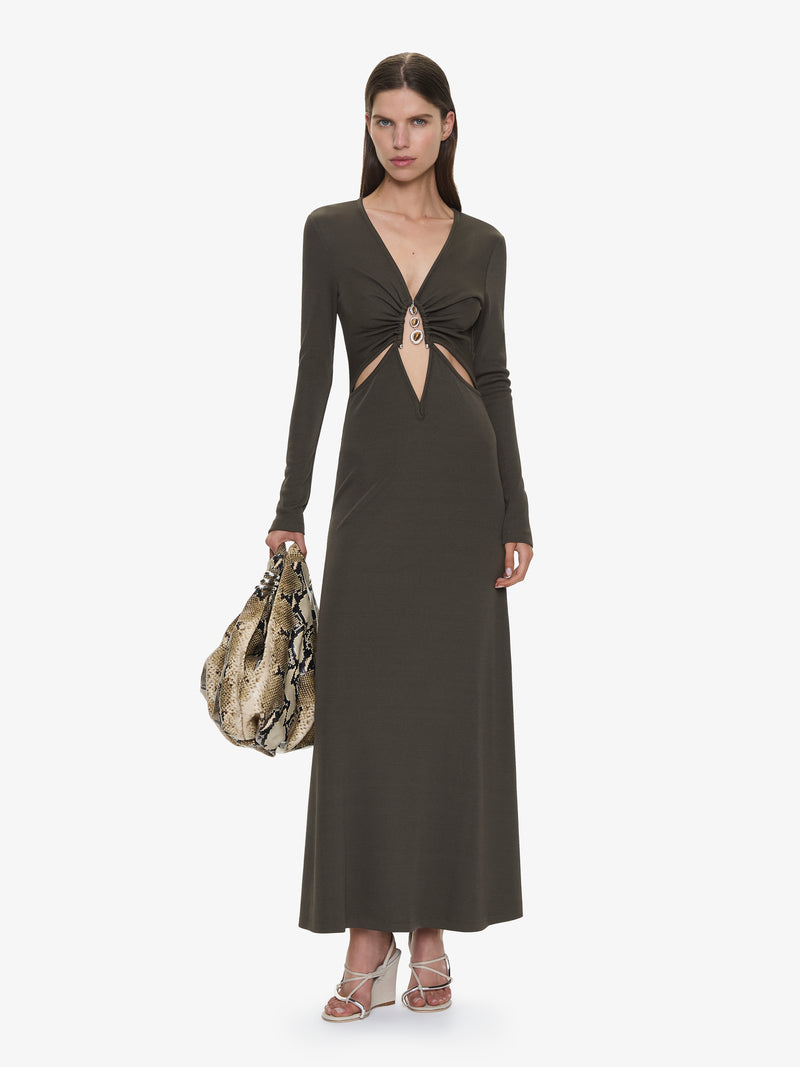 Droplet Crystal Loophole Long Sleeve Dress - Image 5