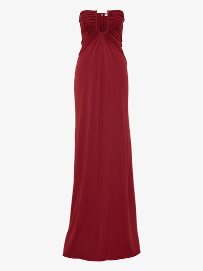 Arced Palm Strapless Dress
