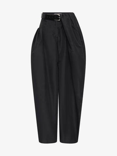 Cocoon Belted Taffeta Trouser
