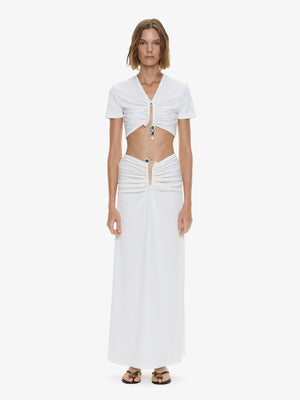 Droplet Crystal Pendant Ruched Tee