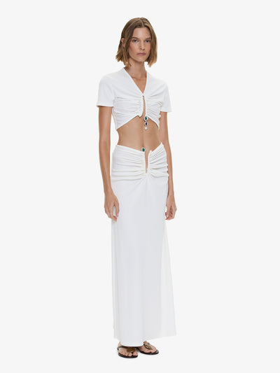 Droplet Crystal Pendant Ruched Tee