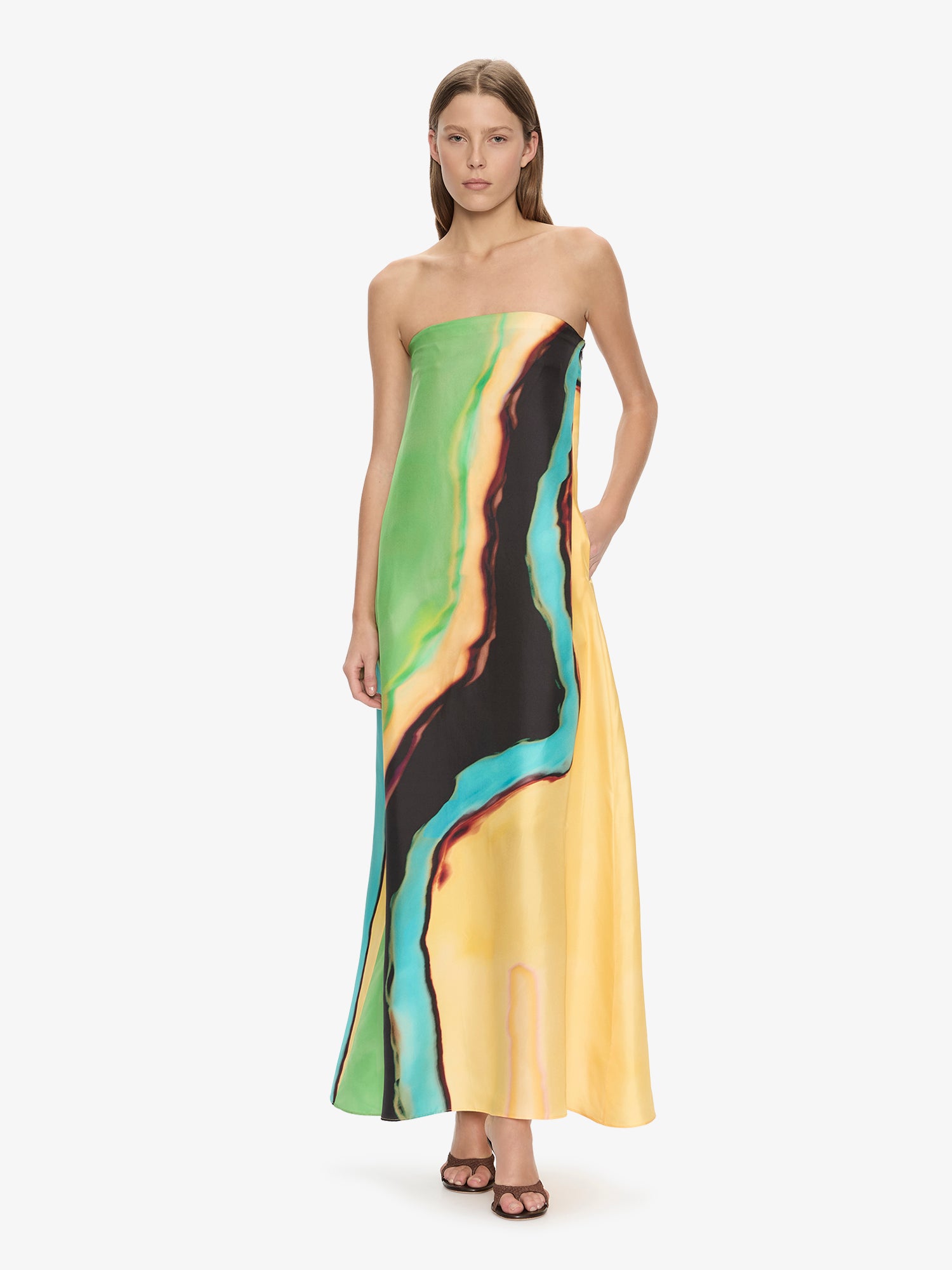Aura Silk Strapless Dress