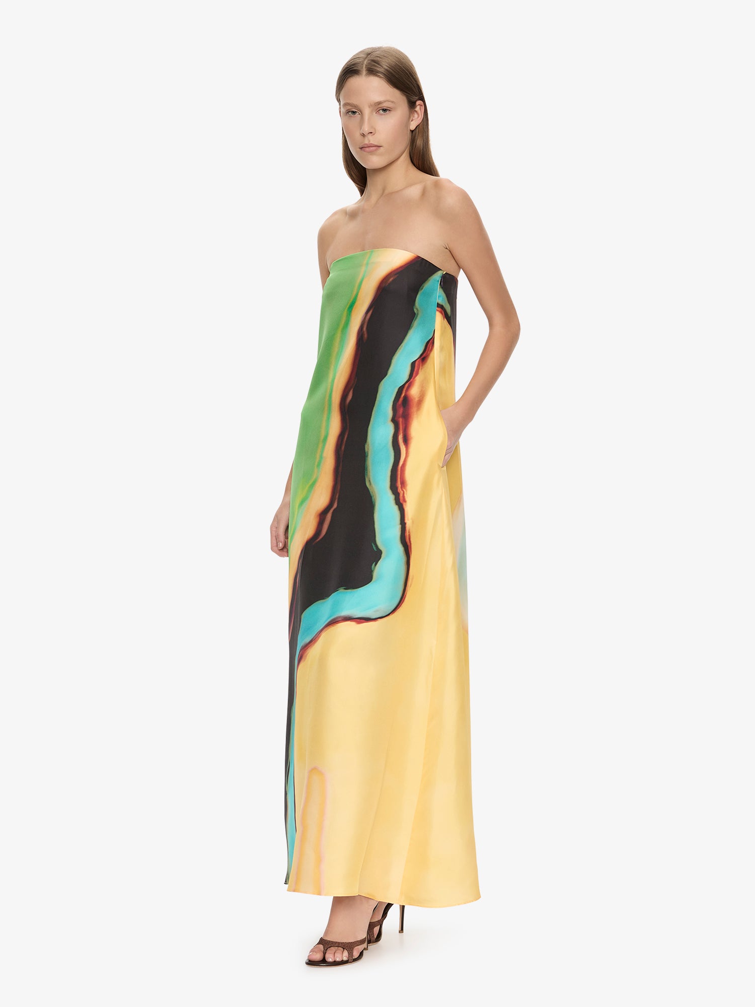 Aura Silk Strapless Dress