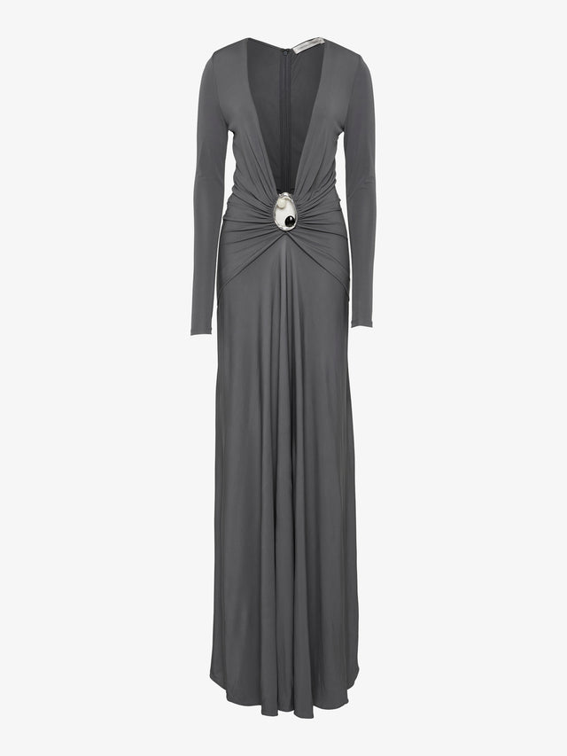 Orica Crystal Ruched Long Sleeve Dress