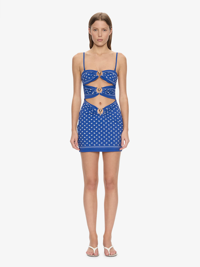 Bandana Ruched Orbit Mini Dress