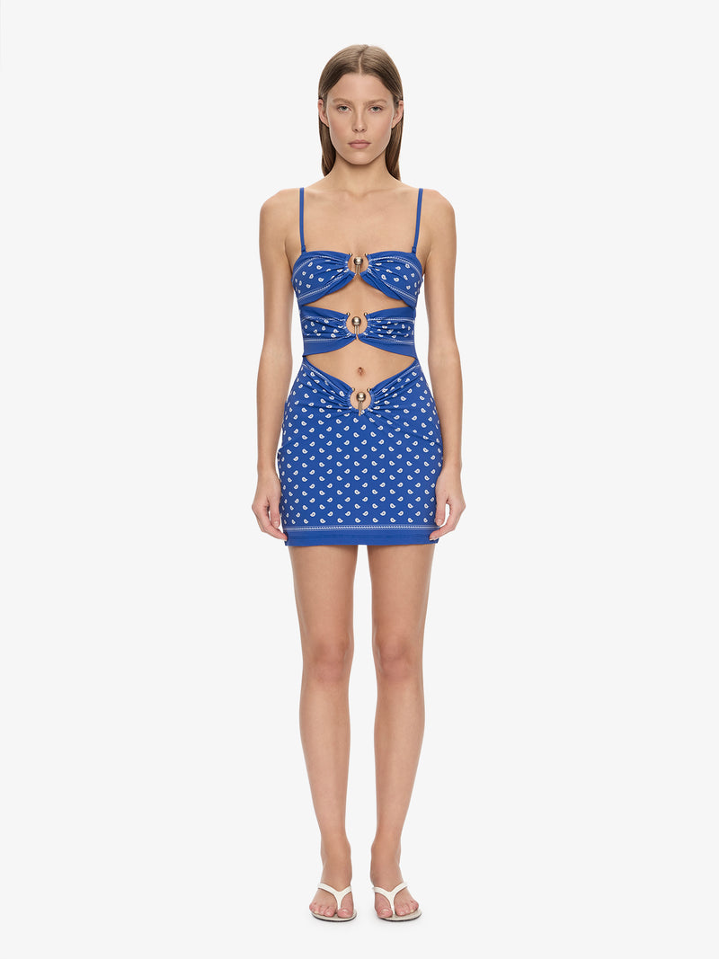 Bandana Ruched Orbit Mini Dress - Image 1