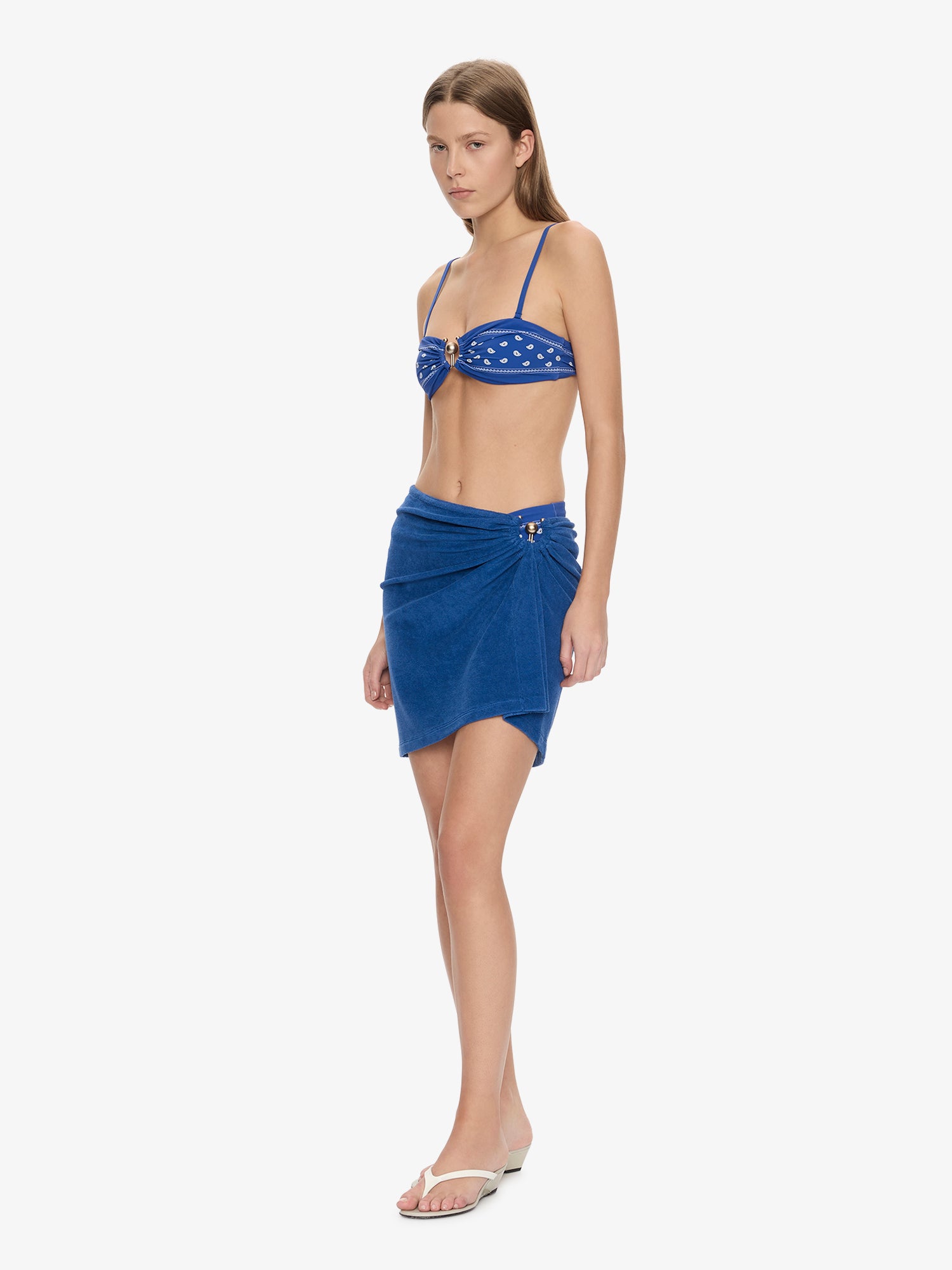 Looped Back Ruched Orbit Mini Skirt