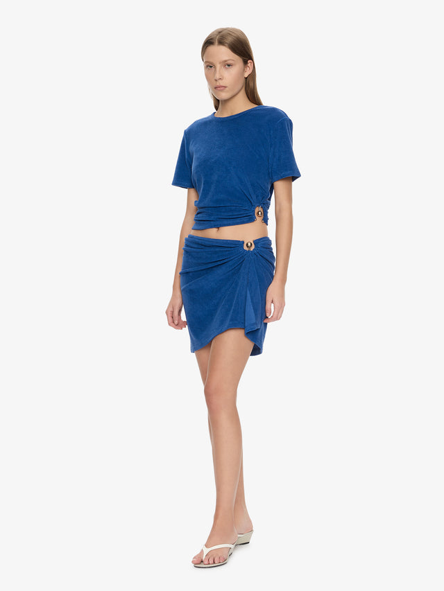 Looped Back Ruched Orbit Mini Skirt