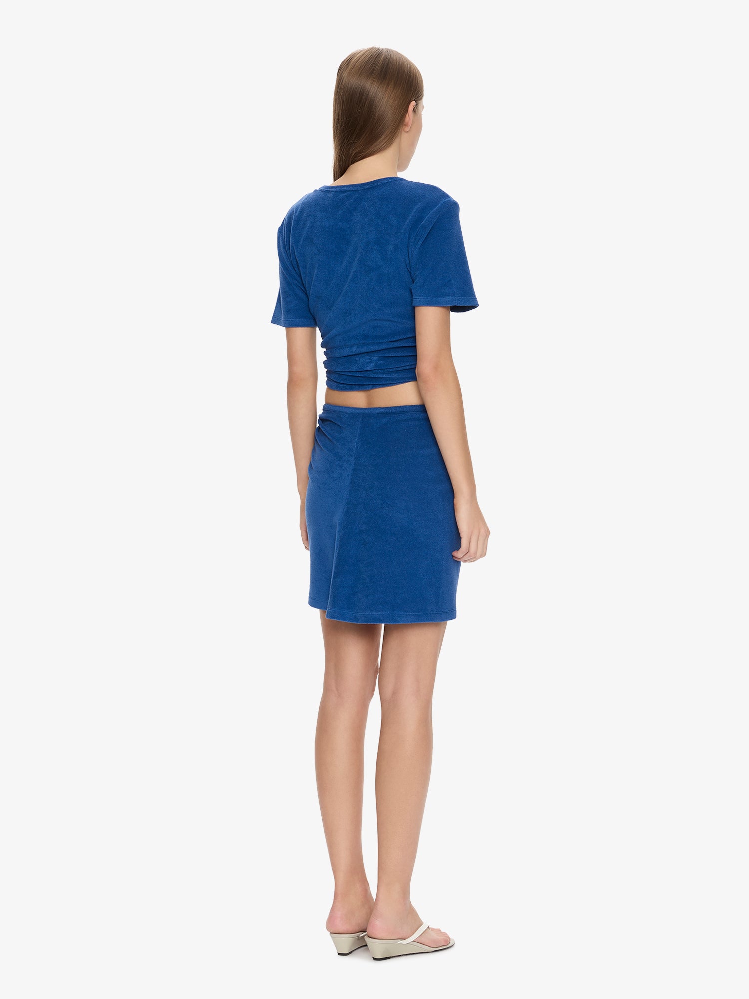 Looped Back Ruched Orbit Mini Skirt