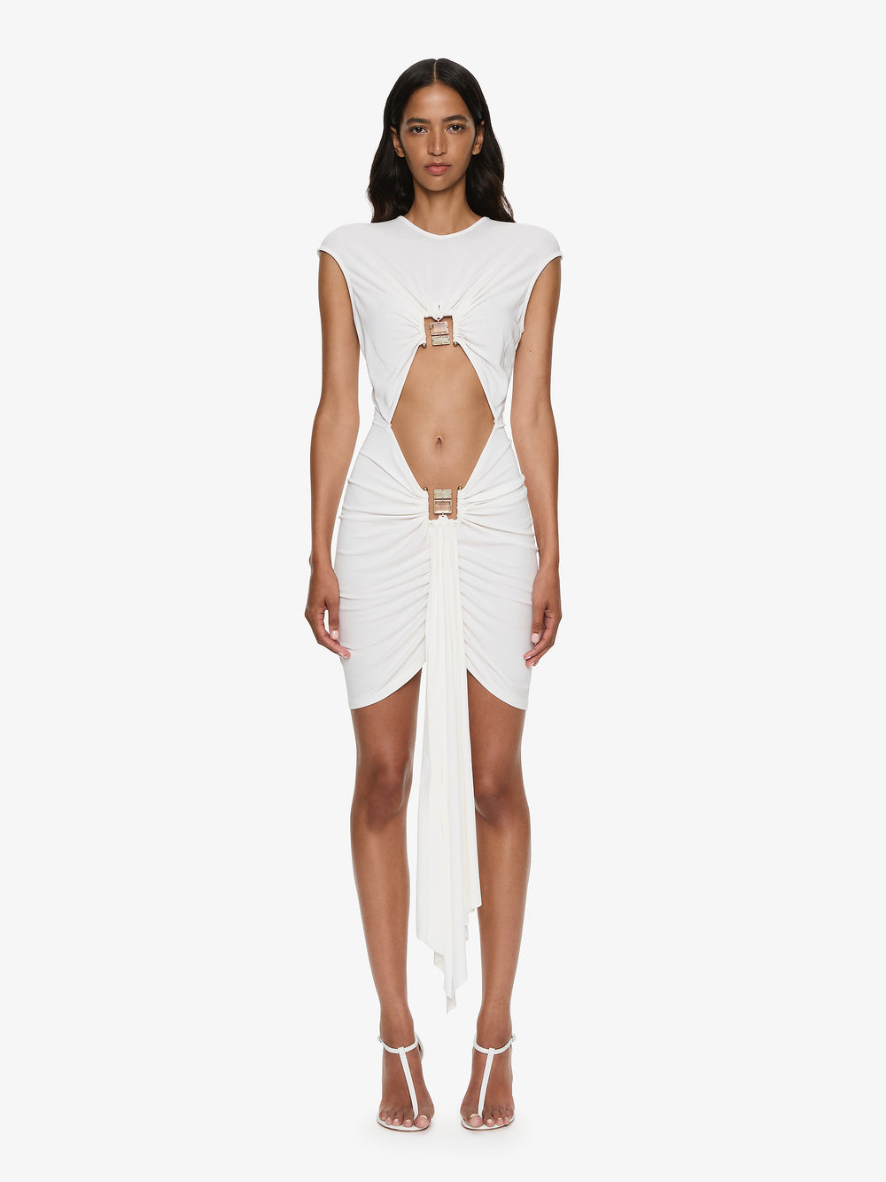 Bezel Quartz Disconnect Short Sleeve Mini Dress