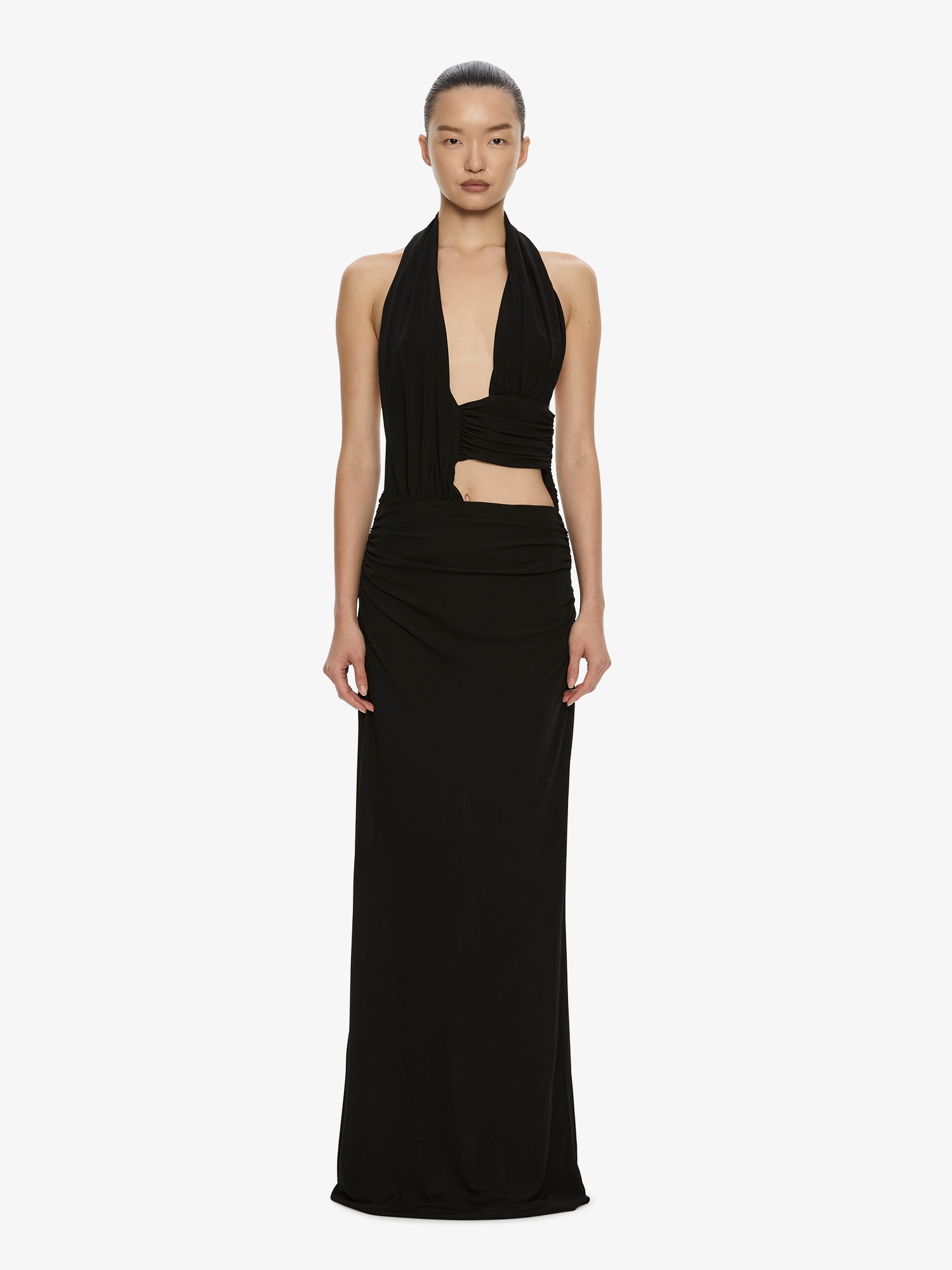 Draped Cummerbund Jersey Dress