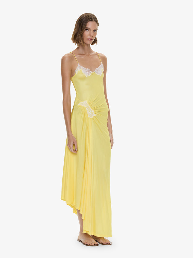 Christopher Esber Delphin Lace Rib Cami Dress in Yellow Size 14 Christopher Esber Delphin Lace Rib Cami Dress in Yellow Size 14