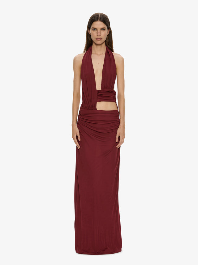 Draped Cummerbund Jersey Dress