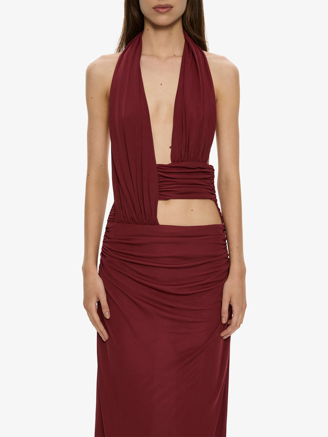 Draped Cummerbund Jersey Dress