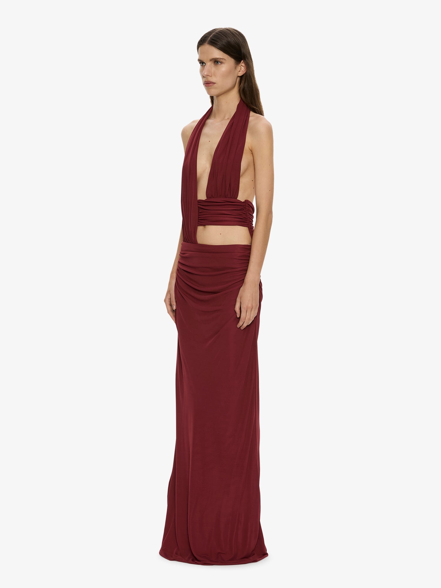Draped Cummerbund Jersey Dress