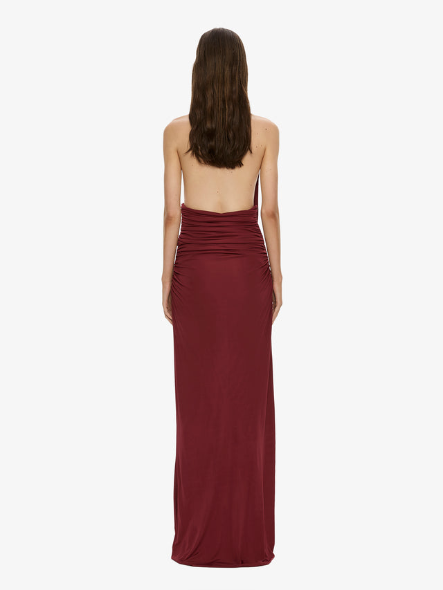 Draped Cummerbund Jersey Dress