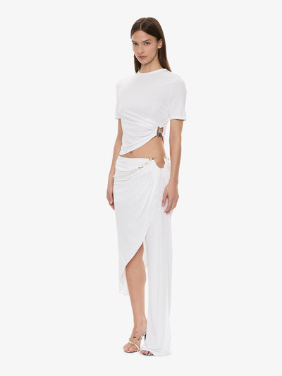 Crystal Cable Chain Draped Skirt Trouser