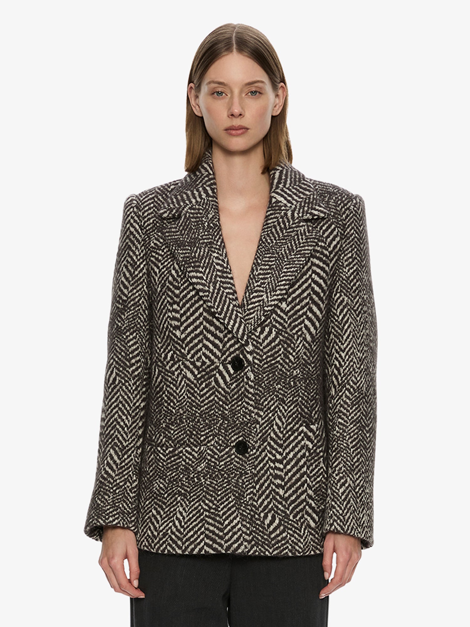 Warped Herringbone Peacoat