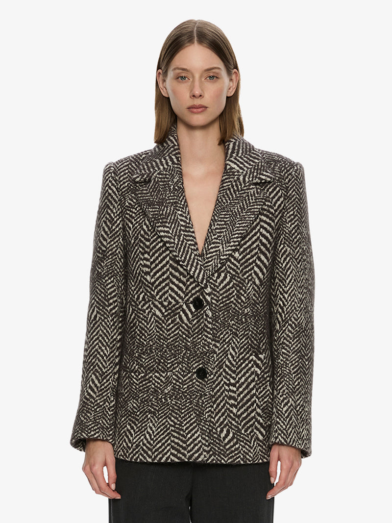 Warped Herringbone Peacoat - Image 1