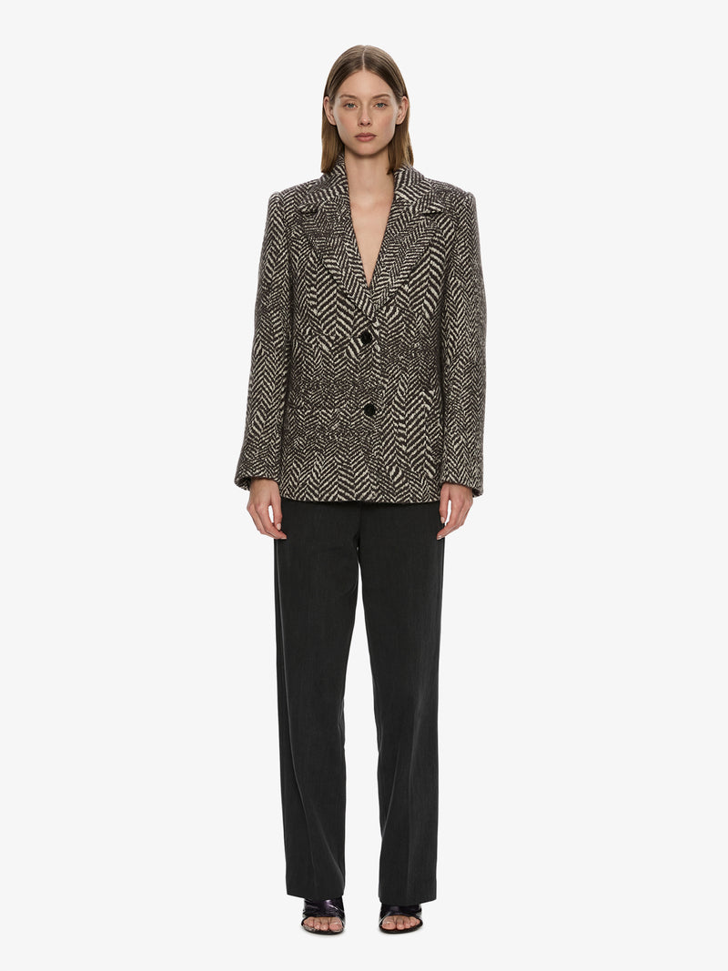 Warped Herringbone Peacoat - Image 1