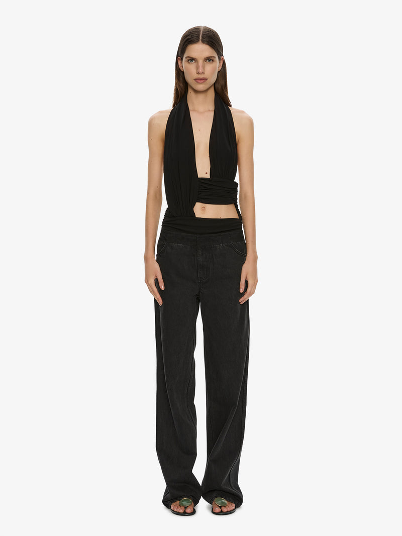 Draped Cummerbund Jersey Top - Image 2