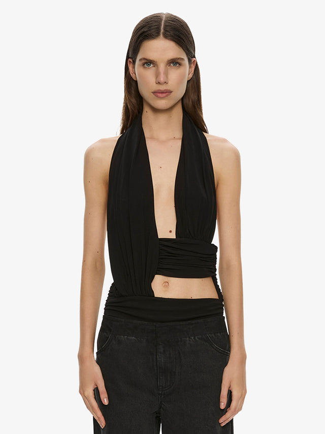 Draped Cummerbund Jersey Top