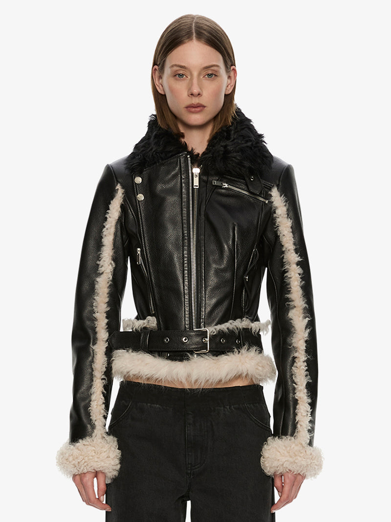 Tyler Shearling Biker Jacket - Image 4