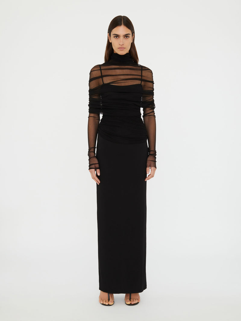 Christo Sheer Wrap Long Sleeve Dress