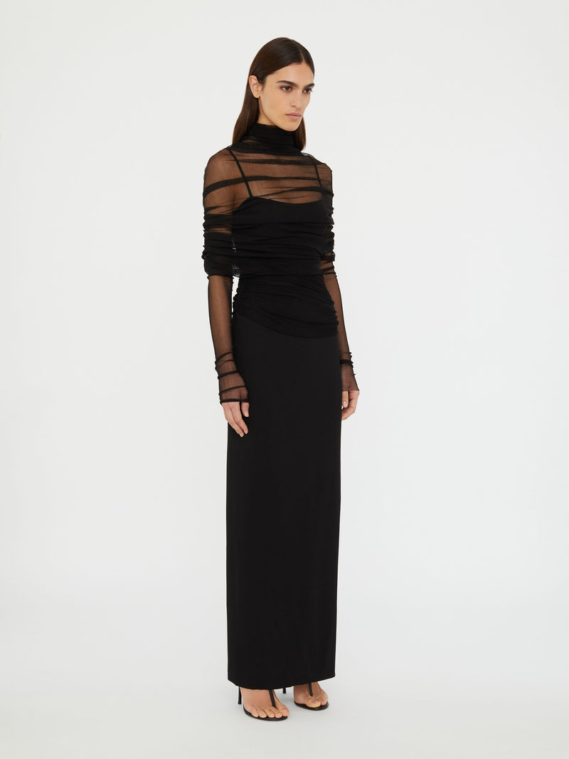 Christo Sheer Wrap Long Sleeve Dress