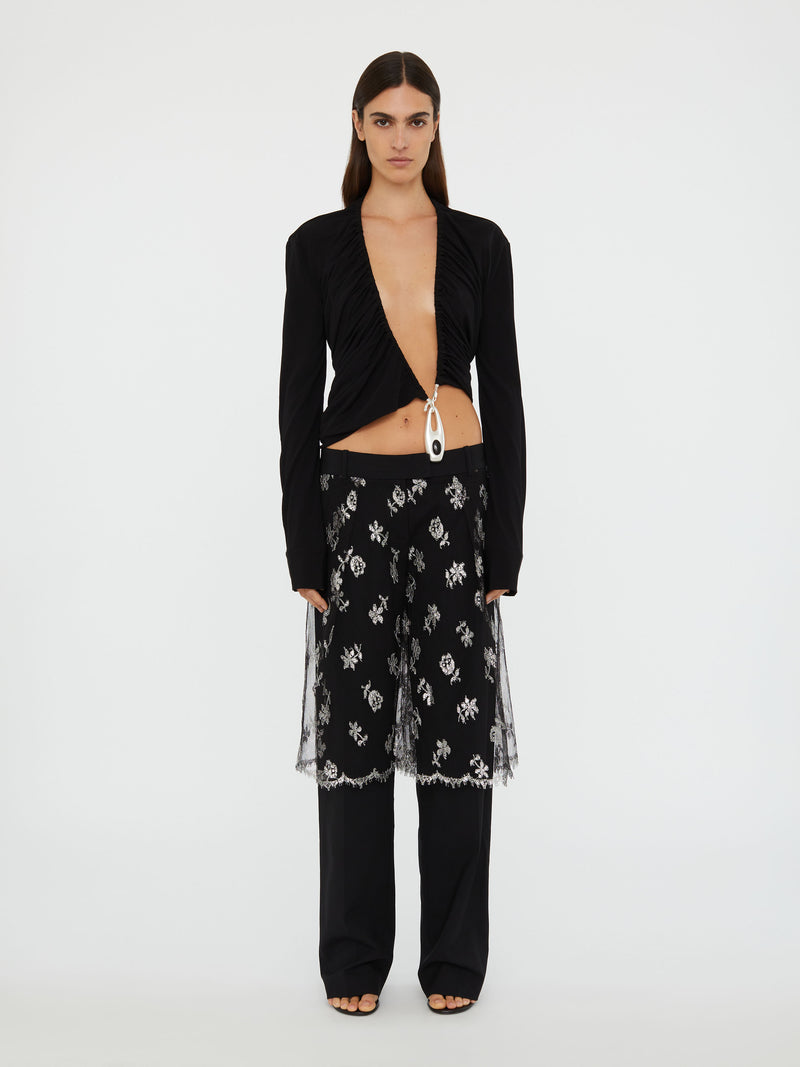 Lavalliere Draped Jersey Long Sleeve Top - Image 3