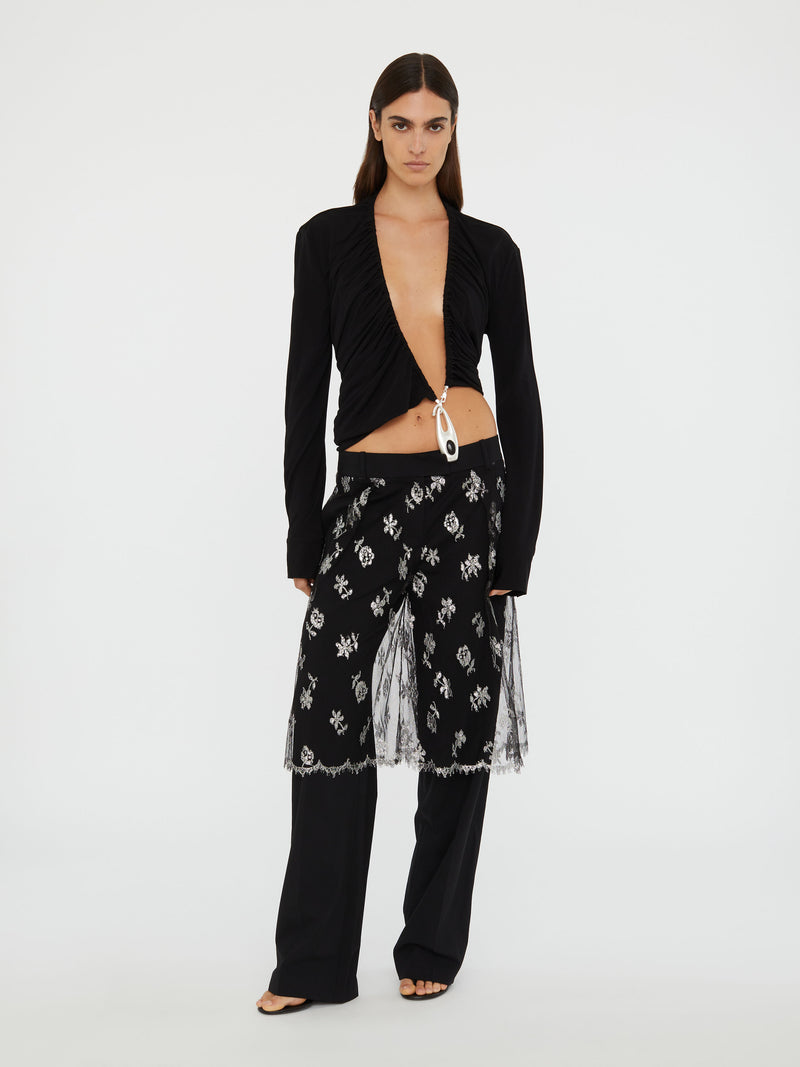 Lace Sarong Wool Trouser - Image 3