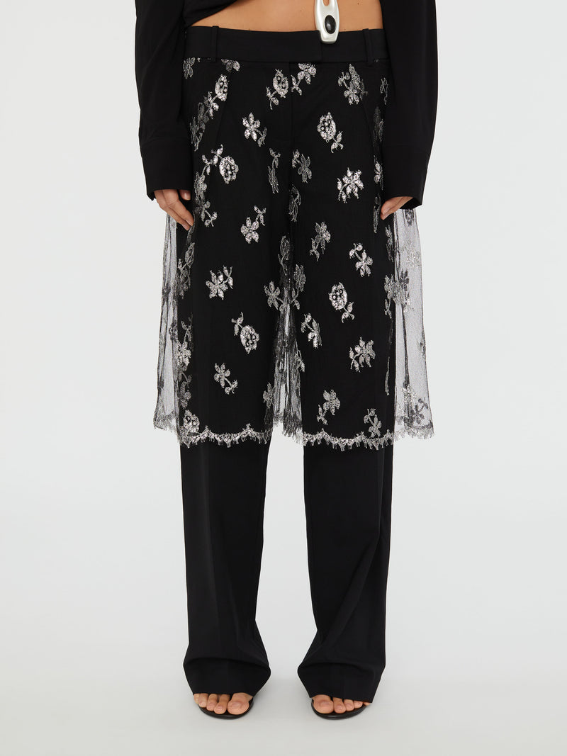 Lace Sarong Wool Trouser - Image 4