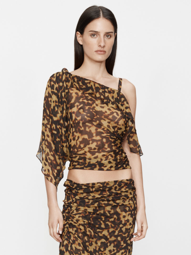 Roule Trimmed Silk Drape Top - Image 1