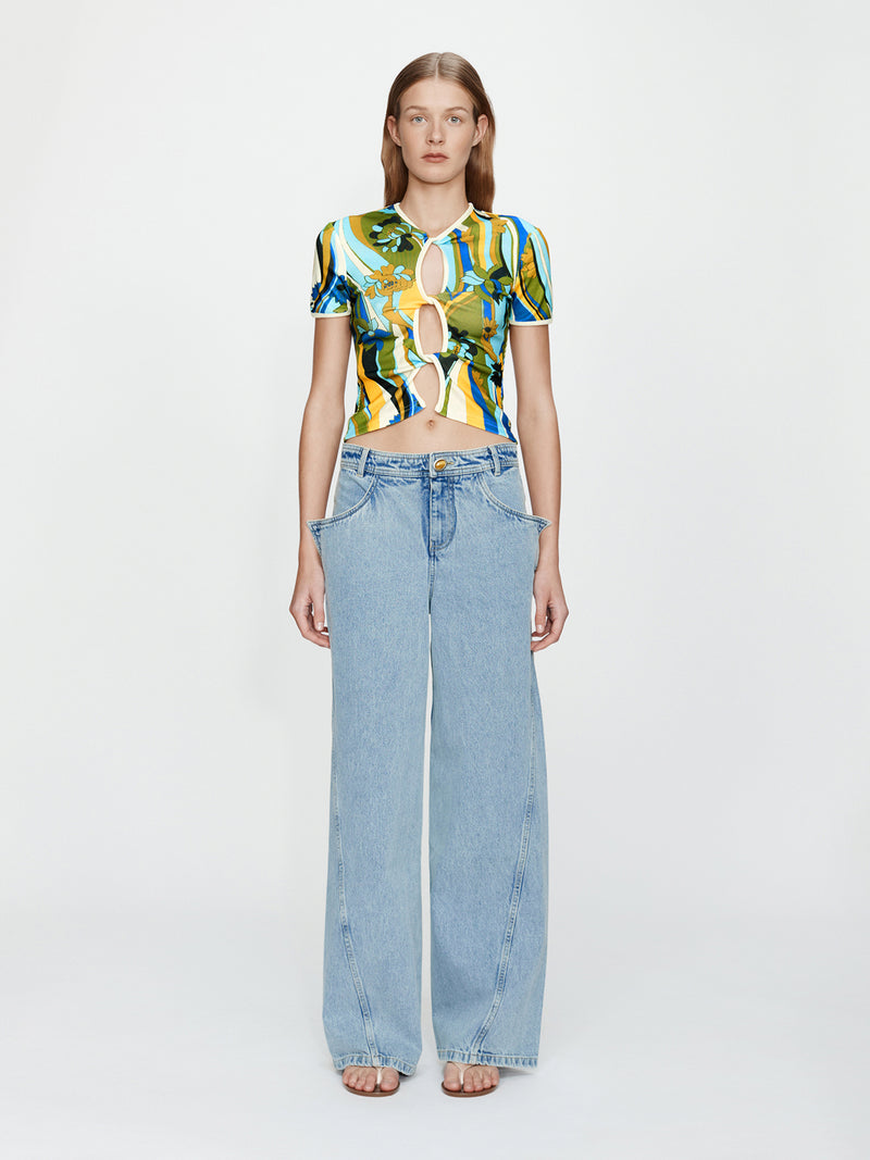 Acidic Floral Open Twist Tee