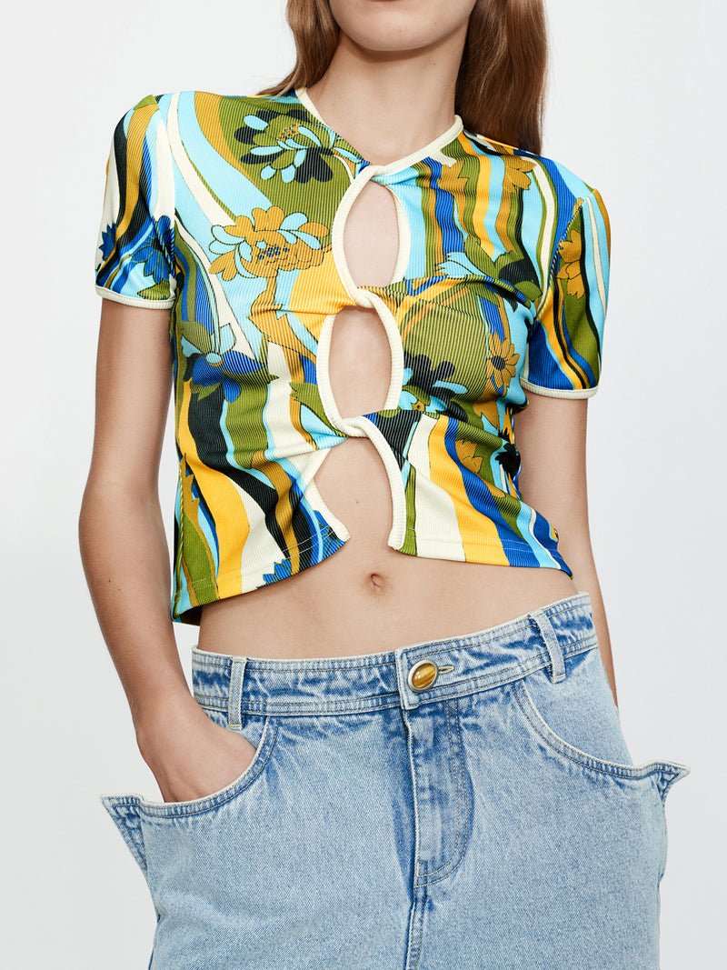 Acidic Floral Open Twist Tee - Image 5
