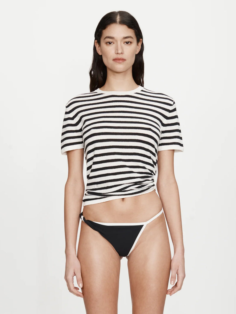 Stripe Knit Ruched Orbit Tee - Image 1