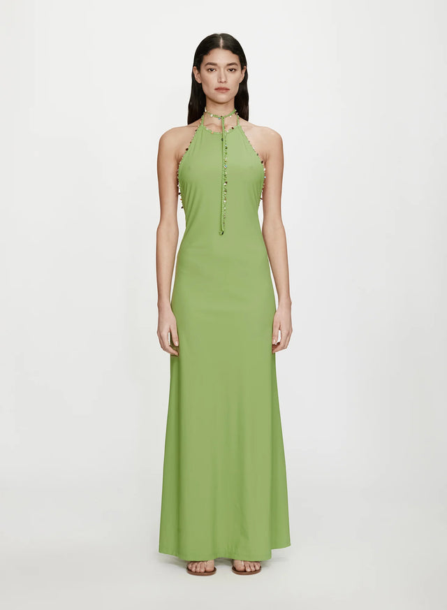 Christopher Esber Beach Quartz Halter Lycra Dress in Green Size 6 Christopher Esber Beach Quartz Halter Lycra Dress in Green Size 6