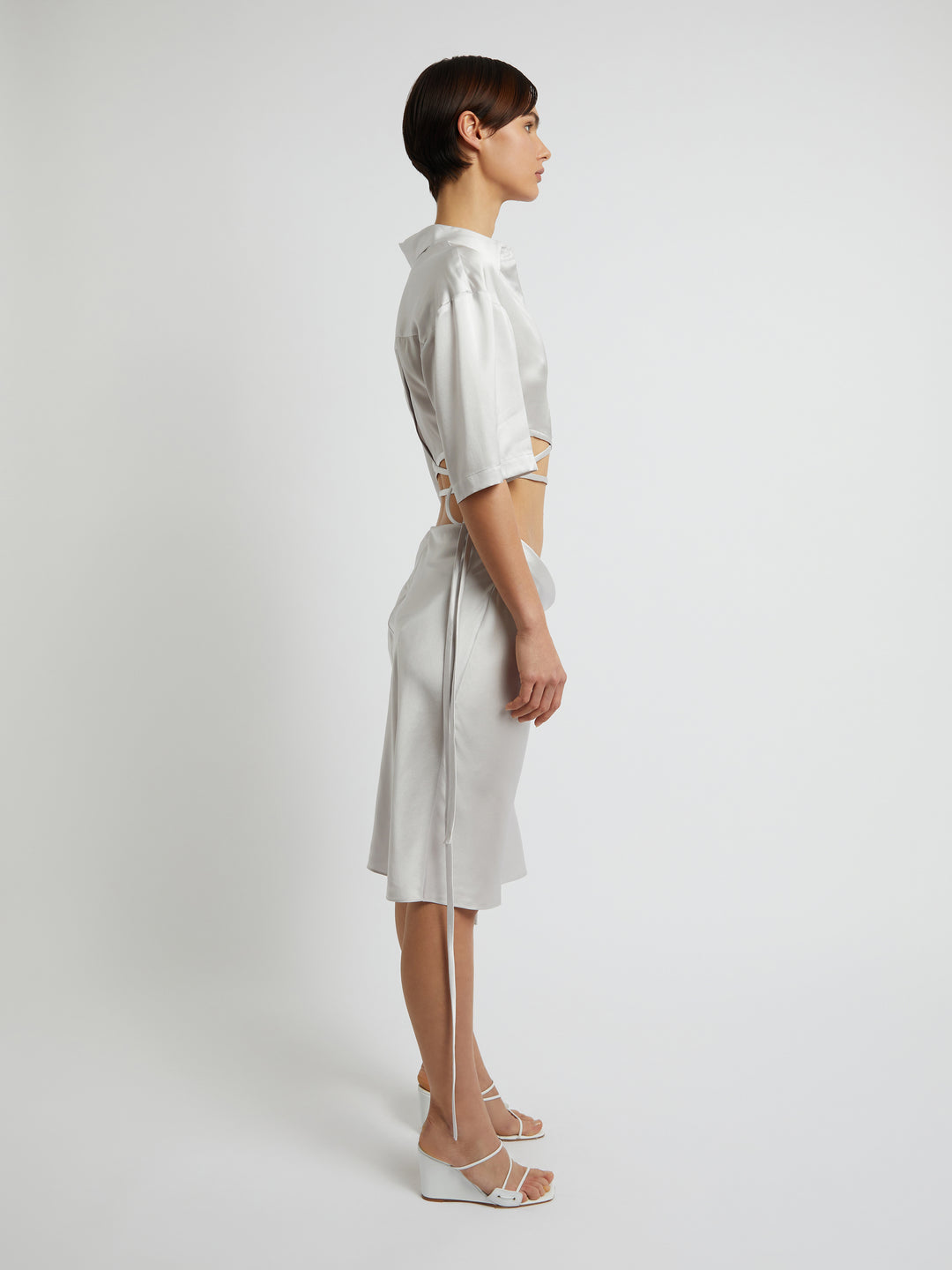 Short Sleeve Crop Tie Shirt
