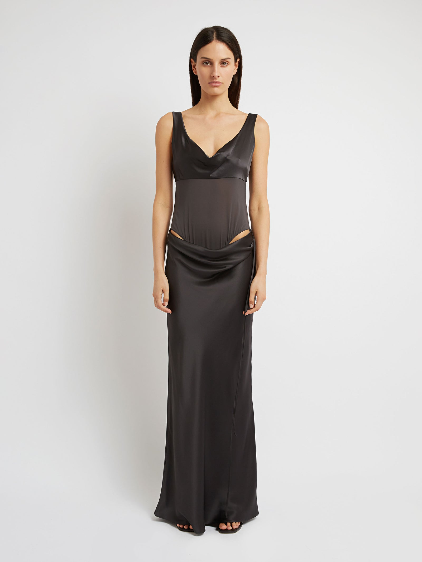 Sheer Torso Cowl Tank Dress