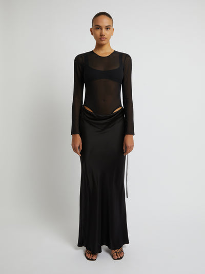 Sheer Torso Long Sleeve Dress
